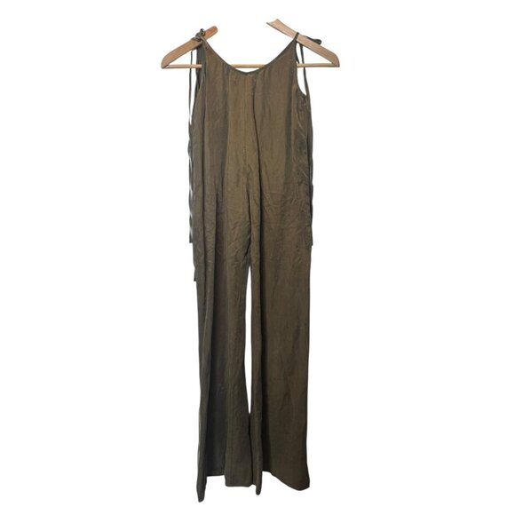 Honey Punch Olive Green Wide Leg Jumpsuit Size Small Adjustable Straps - Picture 1 of 2